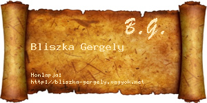 Bliszka Gergely névjegykártya